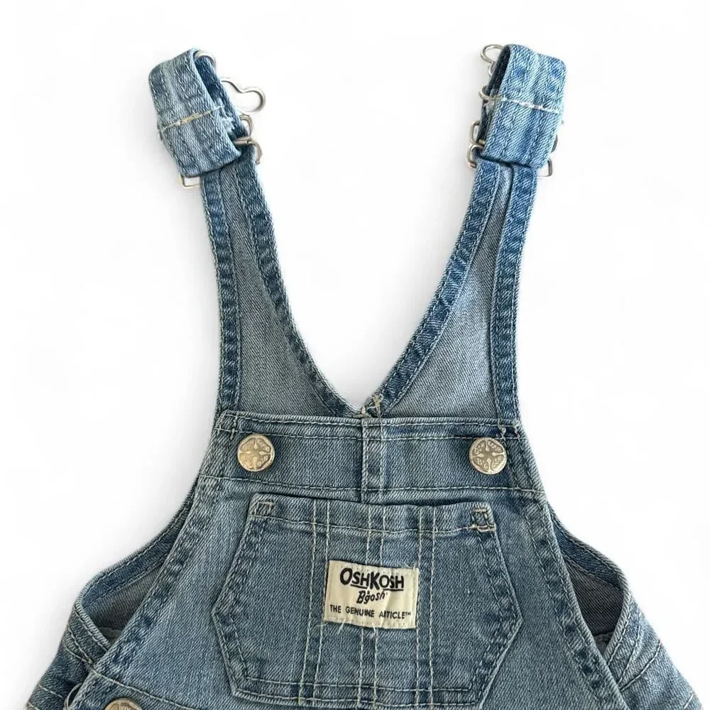 OshKosh B’gosh Baby Girl Denim Eyelet Overall Dress with Bloomers | 6 Months